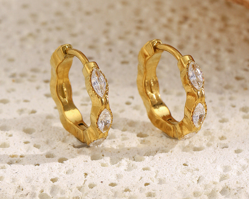 Mini Marquise Hoops