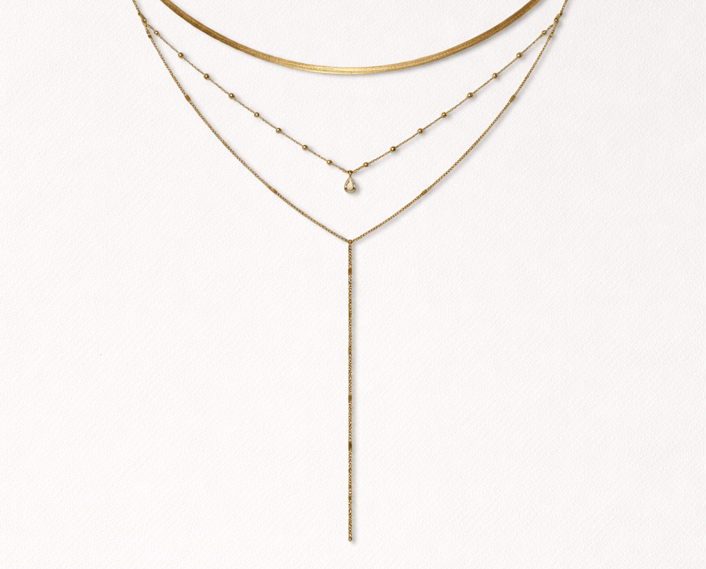 Triple Layer Lariat Necklace