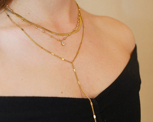 Triple Layer Lariat Necklace