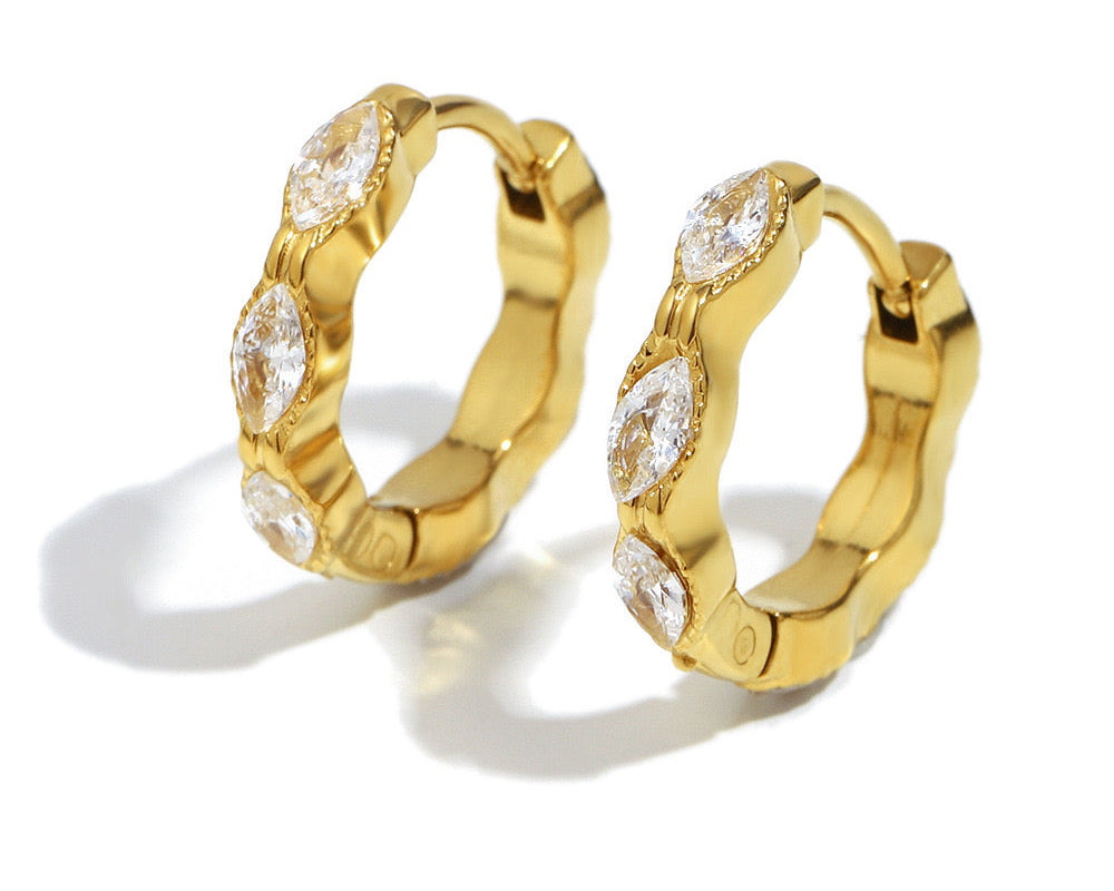 Mini Marquise Hoops